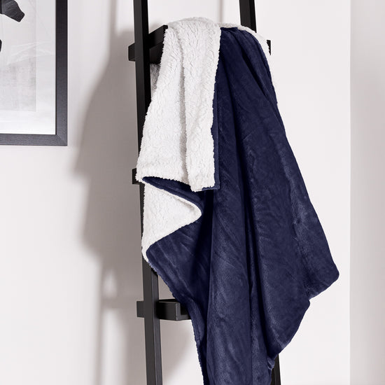 Coperta Sherpa - Pile Sherpa di Flanella Blu scuro 05