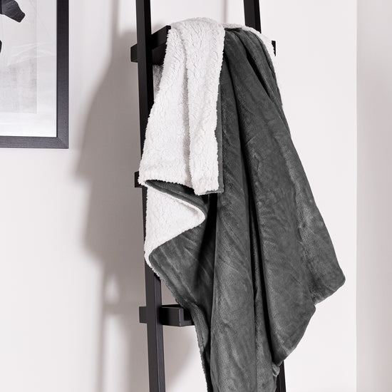 Coperta Sherpa - Pile Sherpa di Flanella Grigio 05