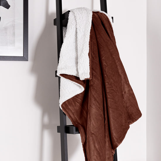 Coperta Sherpa - Pile Sherpa di Flanella Marrone 05