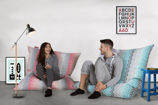 LOUNGE PUG - Cuscino Pouf Sacco XL - Stampa Geometrica Chevron Alzavola