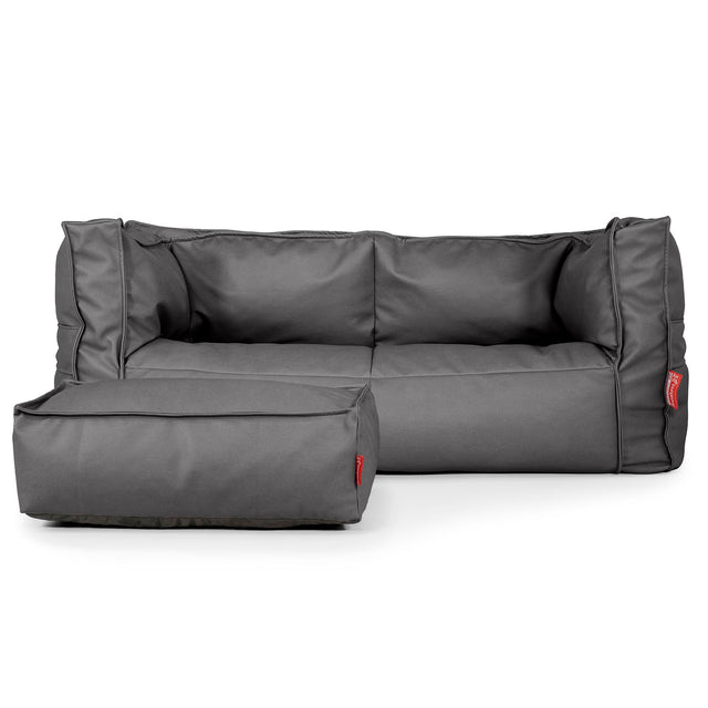 Albert Pouf Divano 2 posti - Pelle Vegana Grigio 02