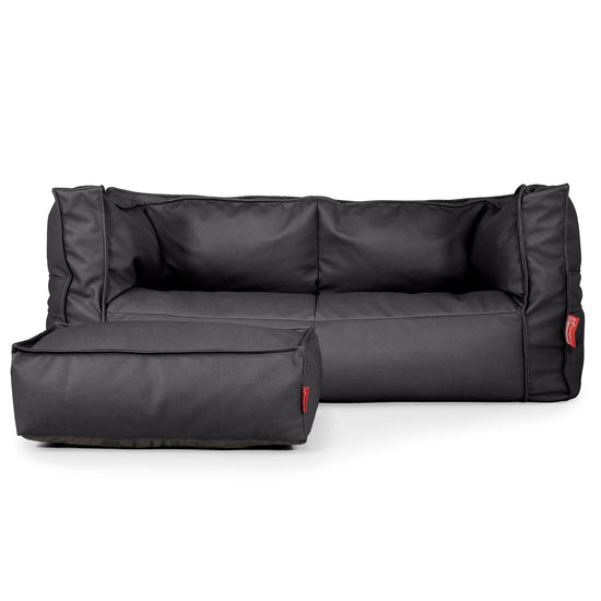Albert Pouf Divano 2 posti - Pelle Vegana Nero 02