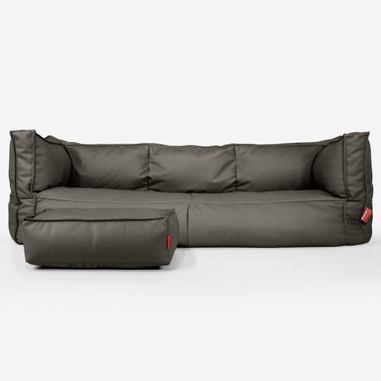 Albert Pouf Divano 3 posti - Pelle Vegana Grigio 02