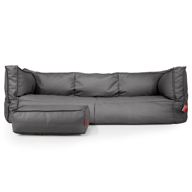 Albert Pouf Divano 3 posti - Pelle Vegana Grigio 02