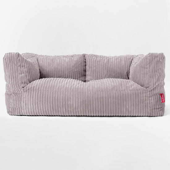 Albert Pouf Divano Gigante 2 posti per Bambini 3-14 anni - Velluto a Coste Alluminio Argento 03