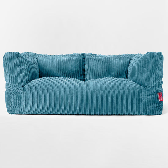Albert Pouf Divano Gigante 2 posti per Bambini 3-14 anni - Velluto a Coste Egeo Blu 03