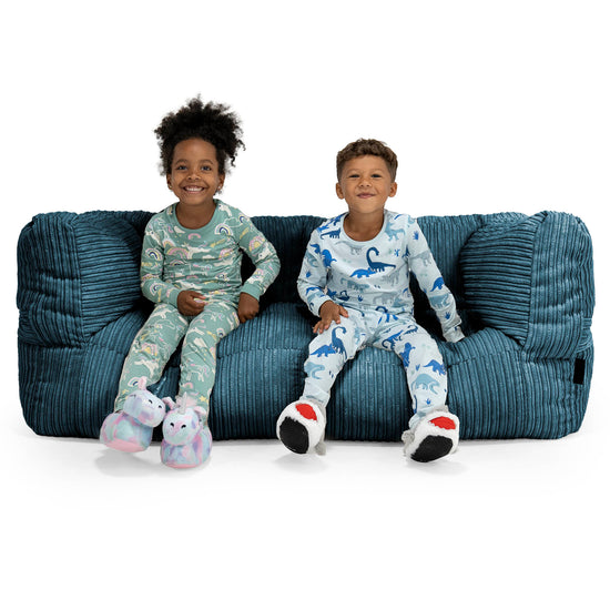 Albert Pouf Divano Gigante 2 posti per Bambini 3-14 anni - Velluto a Coste Navy 01