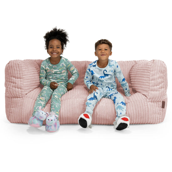 Albert Pouf Divano Gigante 2 posti per Bambini 3-14 anni - Velluto a Coste Rosa Cipria 01