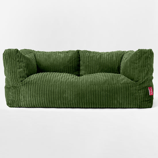 Albert Pouf Divano Gigante 2 posti per Bambini 3-14 anni - Velluto a Coste Verde Foresta 03