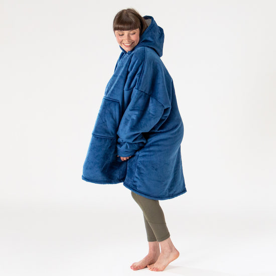 Felpa Coperta Oversize per Adulti con Cappuccio - Minky Blu scuro 04