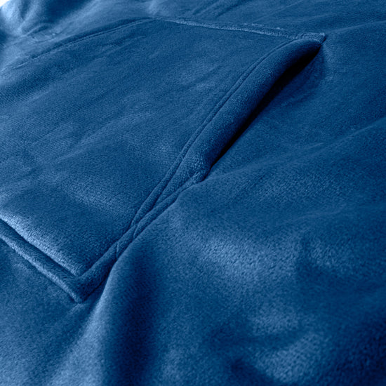 Felpa Coperta Oversize per Adulti con Cappuccio - Minky Blu scuro 05
