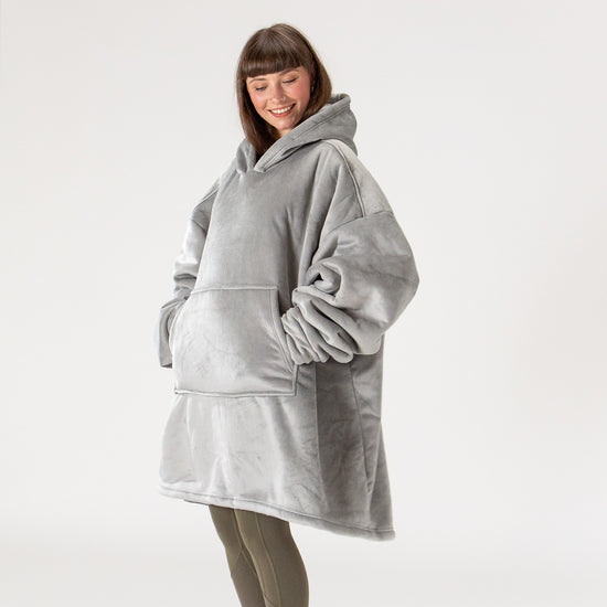 Felpa Coperta Oversize per Adulti con Cappuccio - Minky Grigio 04