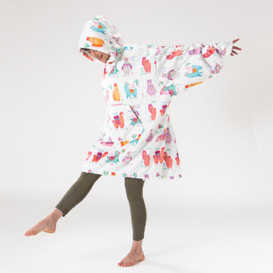 Felpa Coperta Oversize per Adulti con Cappuccio - Minky Lama 03
