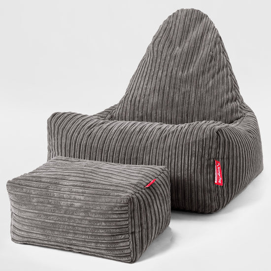 Poltrona a Sacco Scandi Lounger - Velluto a Coste Grafite 02