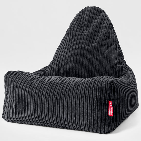 Poltrona a Sacco Scandi Lounger - Velluto a Coste Nero 01