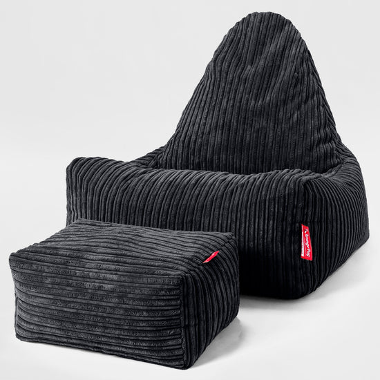 Poltrona a Sacco Scandi Lounger - Velluto a Coste Nero 02