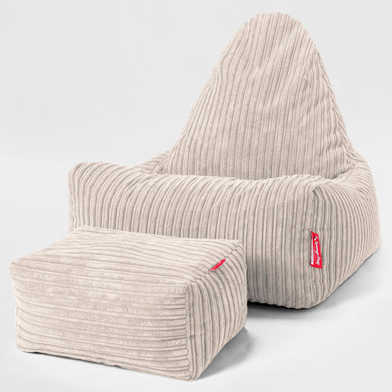 Poltrona a Sacco Scandi Lounger - Velluto a Coste Avorio 02