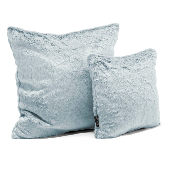 Cuscino 47 x 47cm - Eco-pelliccia di Coniglio Azzurro Polvere 02