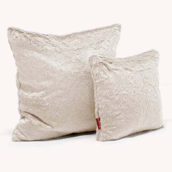 Cuscino 47 x 47cm - Eco-pelliccia di Coniglio Bianco 02