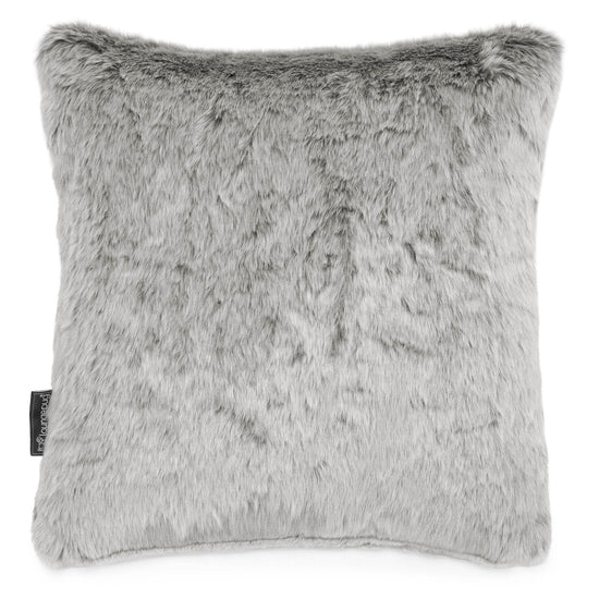 Cuscino 47 x 47cm - Eco-pelliccia di Coniglio Grigio Chiaro 01
