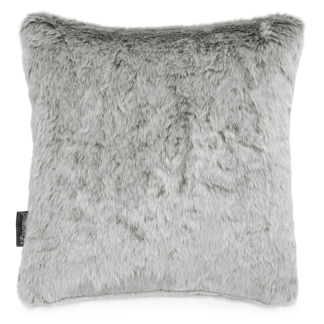 Cuscino 47 x 47cm - Eco-pelliccia di Coniglio Grigio Chiaro 01