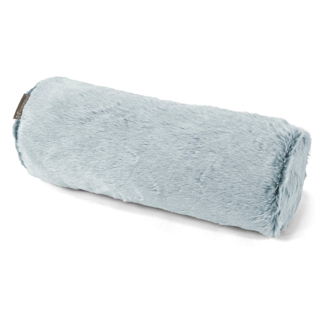 Cuscino a Rullo 20 x 55cm - Eco-pelliccia di Coniglio Azzurro Polvere 01