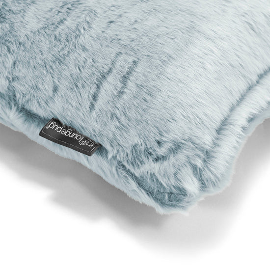 Cuscino a Rullo 20 x 55cm - Eco-pelliccia di Coniglio Azzurro Polvere 03