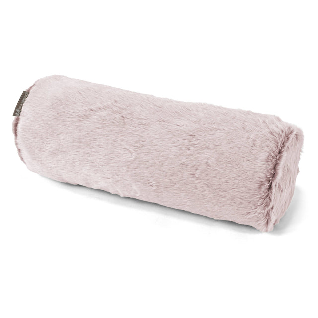 Cuscino a Rullo 20 x 55cm - Eco-pelliccia di Coniglio Rosa Antico 01