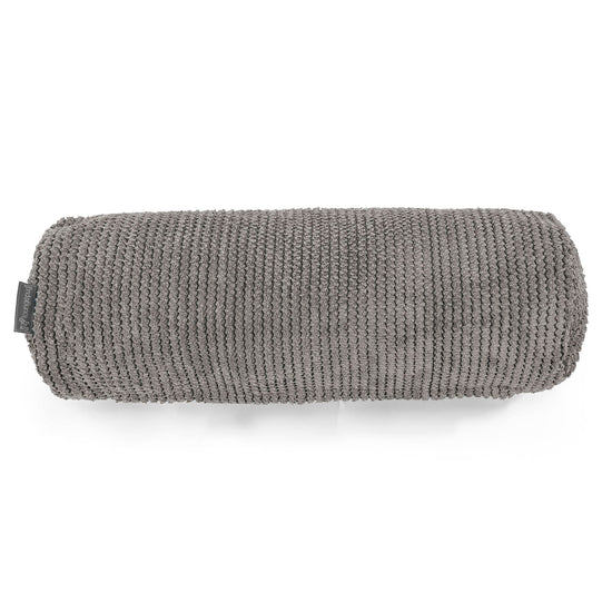 Cuscino a Rullo 20 x 55cm - Pompon Carbone Grigio 02