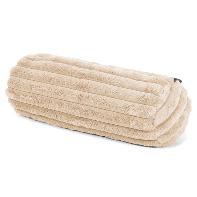 Fodera per Cuscino a Rullo 20 x 55cm - Velluto Felpato Ultra Morbido Panna 01