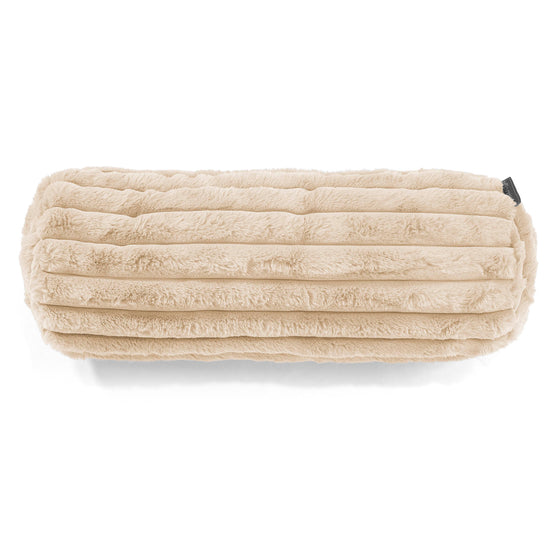 Fodera per Cuscino a Rullo 20 x 55cm - Velluto Felpato Ultra Morbido Panna 02