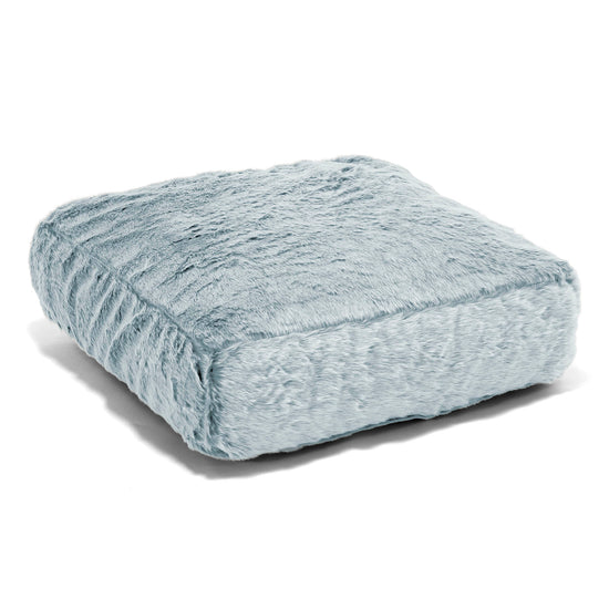 Cuscino da Pavimento - Eco-pelliccia di Coniglio Azzurro Polvere 01