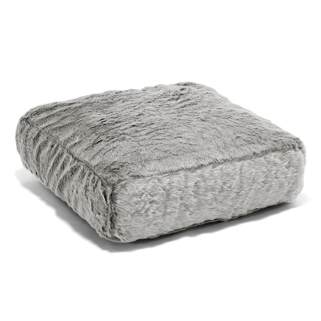 Cuscino da Pavimento - Eco-pelliccia di Coniglio Grigio Chiaro 01