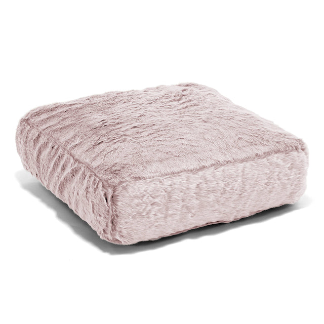 Cuscino da Pavimento - Eco-pelliccia di Coniglio Rosa Antico 01