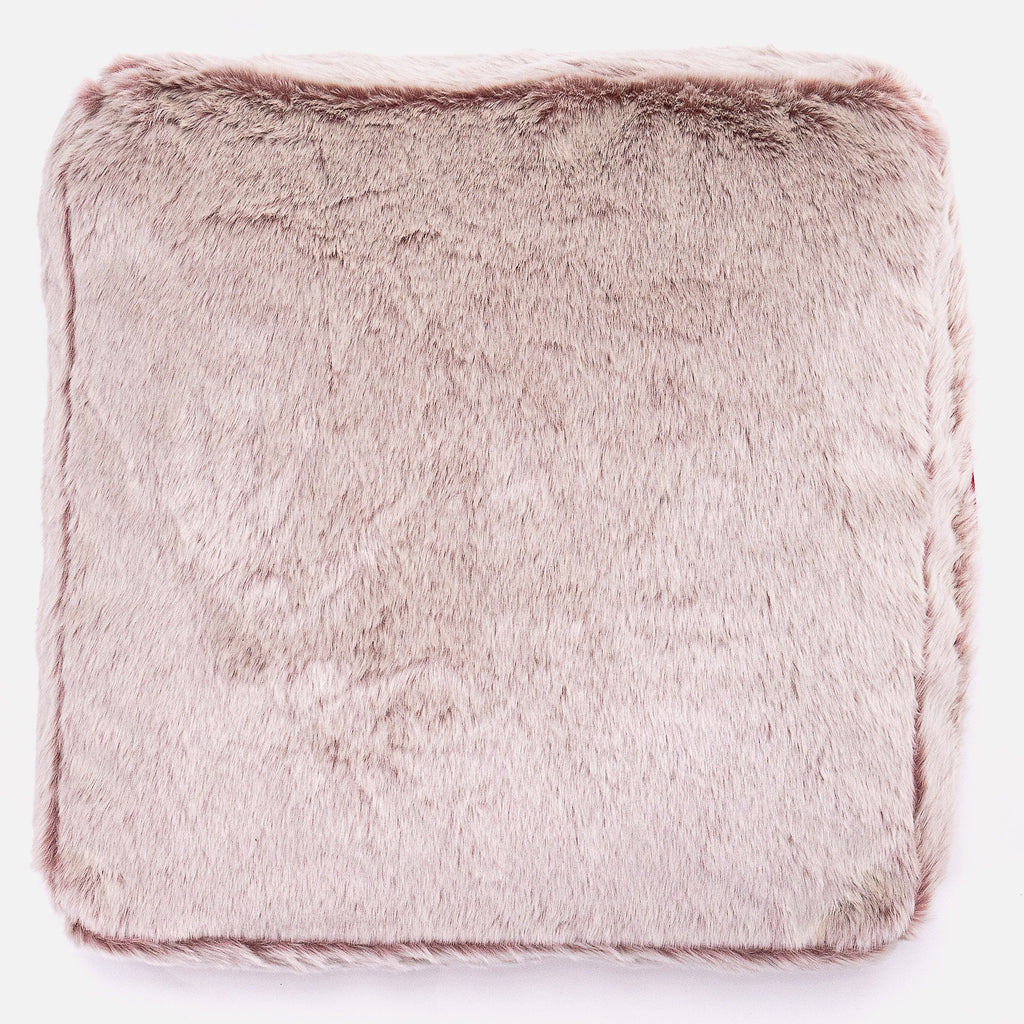 Cuscino da Pavimento - Eco-pelliccia di Coniglio Rosa Antico 03