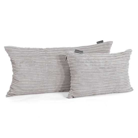 Fodera per Cuscino Gigante 40 x 80cm - Velluto a Coste Alluminio Argento 03