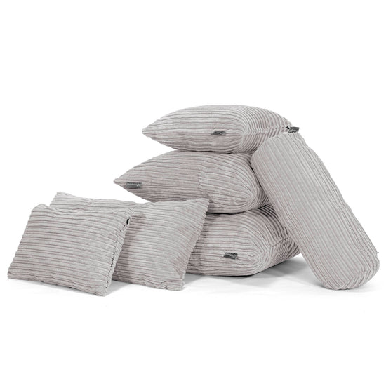 Fodera per Cuscino Gigante 40 x 80cm - Velluto a Coste Alluminio Argento 04