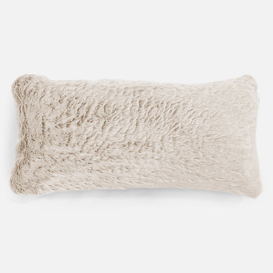 Cuscino Gigante 40 x 80cm, - Eco-pelliccia di Coniglio Bianco 01