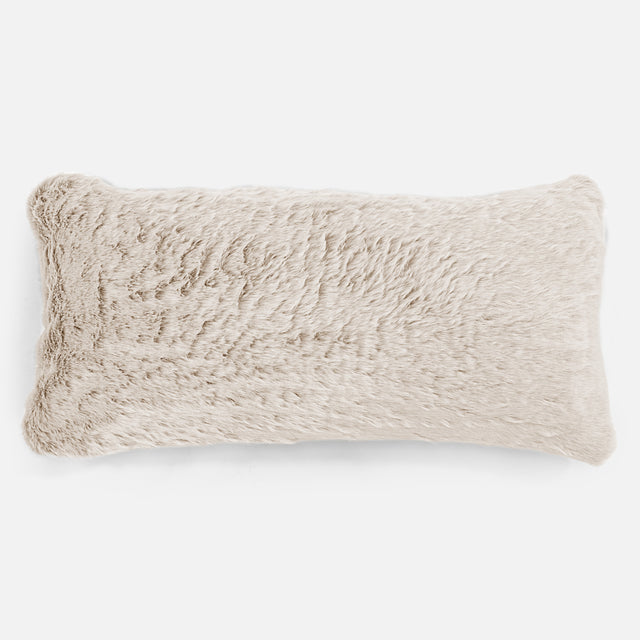 Cuscino Gigante 40 x 80cm, - Eco-pelliccia di Coniglio Bianco 01