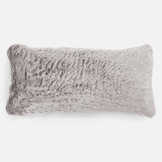 Cuscino Gigante 40 x 80cm, - Eco-pelliccia di Coniglio Grigio Chiaro 01