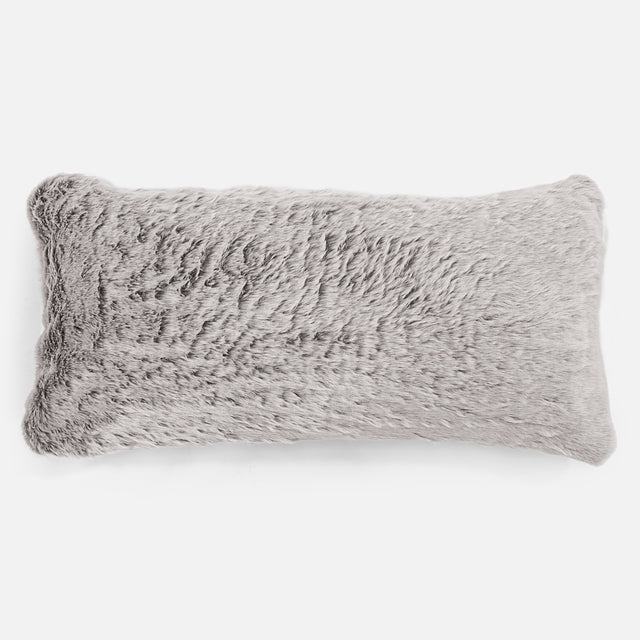 Cuscino Gigante 40 x 80cm, - Eco-pelliccia di Coniglio Grigio Chiaro 01