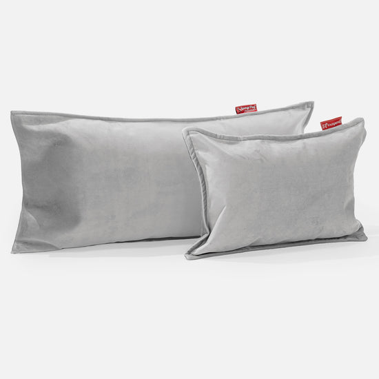 Cuscino Gigante 40 x 80cm, - Velluto Argento 03
