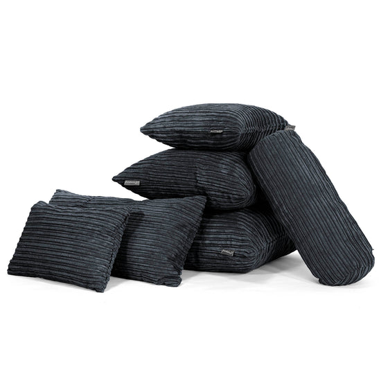 Cuscino Gigante 70 x 70cm - Velluto a Coste Nero 04