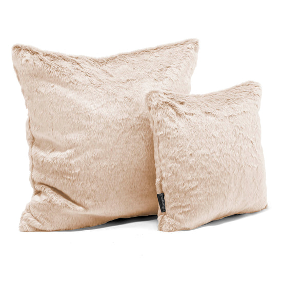Cuscino Gigante 70 x 70cm - Eco-pelliccia di Coniglio Bianco 02