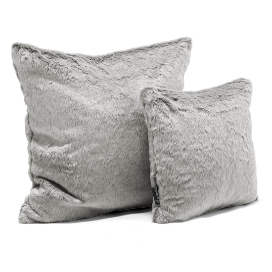 Cuscino Gigante 70 x 70cm - Eco-pelliccia di Coniglio Grigio Chiaro 02