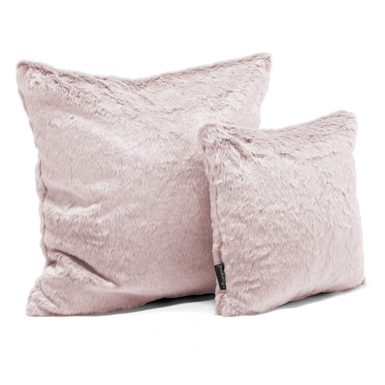 Cuscino Gigante 70 x 70cm - Eco-pelliccia di Coniglio Rosa Antico 02