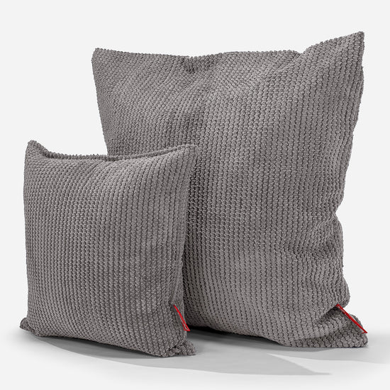 Cuscino Gigante 70 x 70cm - Pompon Carbone Grigio 02