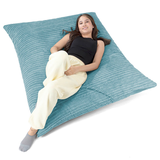 Cuscino Pouf Sacco XL - Velluto a Coste Egeo Blu 03