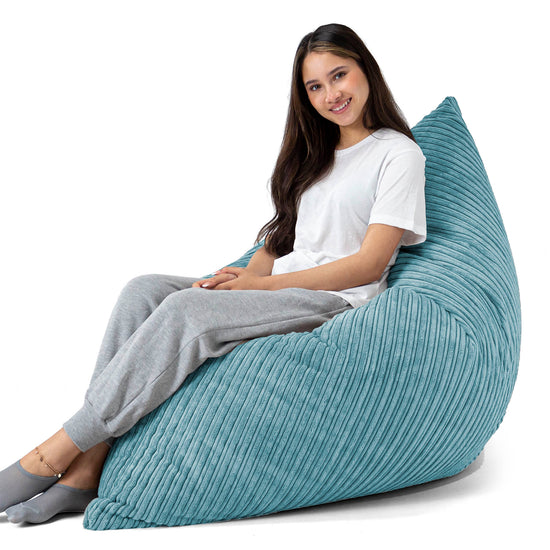 Cuscino Pouf Sacco XL - Velluto a Coste Egeo Blu 04