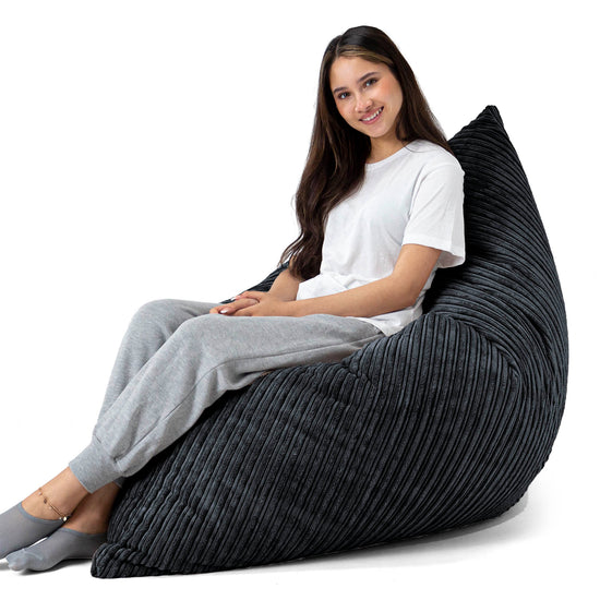 Cuscino Pouf Sacco XL - Velluto a Coste Nero 04